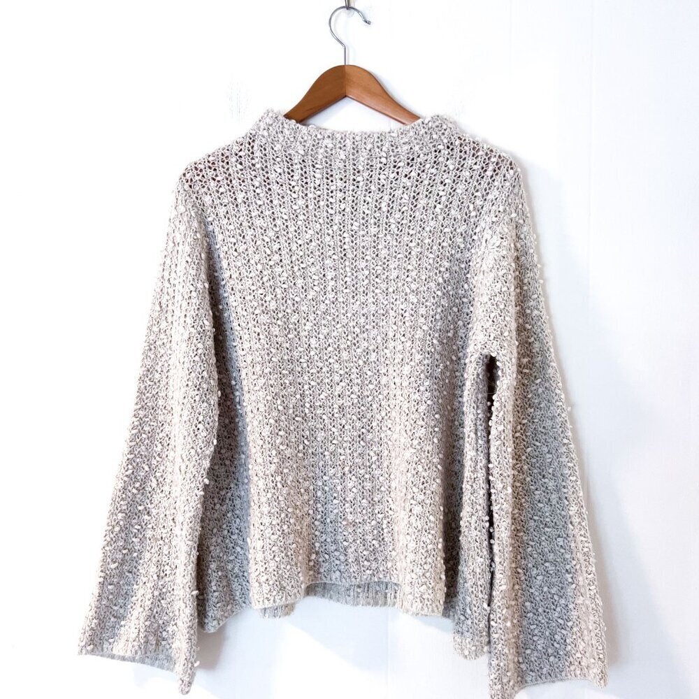 Anthropologie John + Jenn Bell Sleeve Nubby Sweater Small - Picture 2 of 9